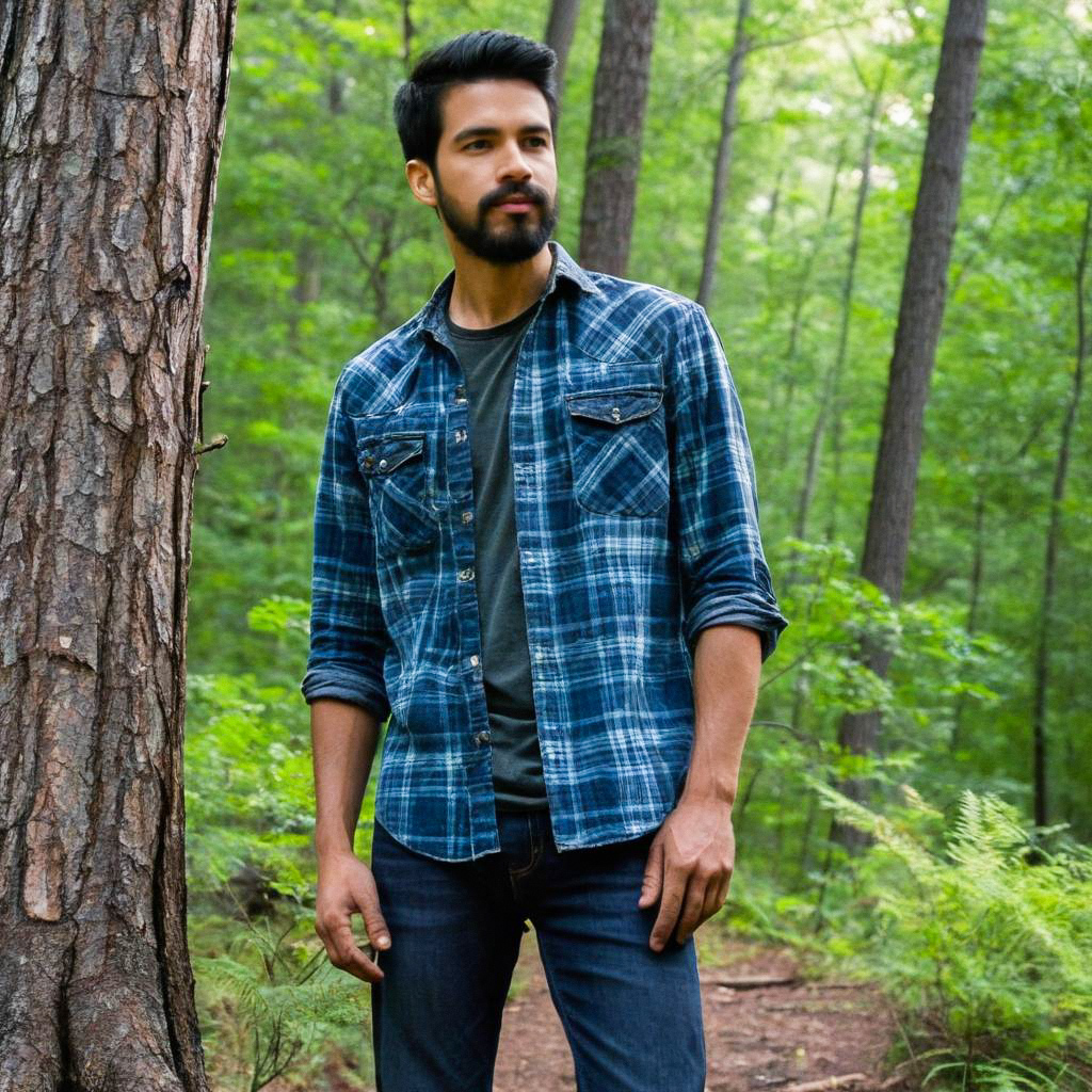 Confident Man in Green Forest Confident Man in Green Forest