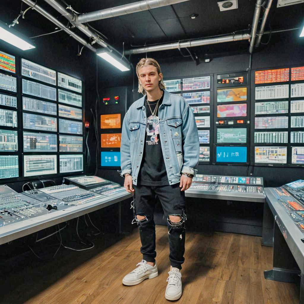 Young Man in Modern Control Room