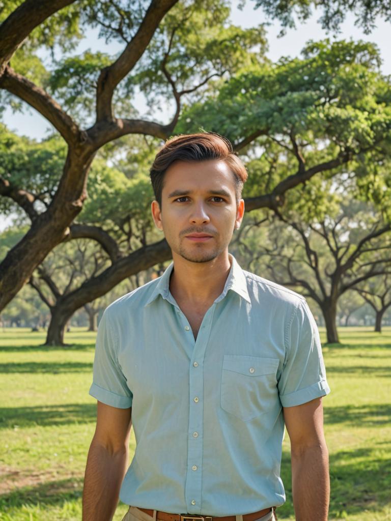 Man with Peso Pluma Hairstyle in Nature