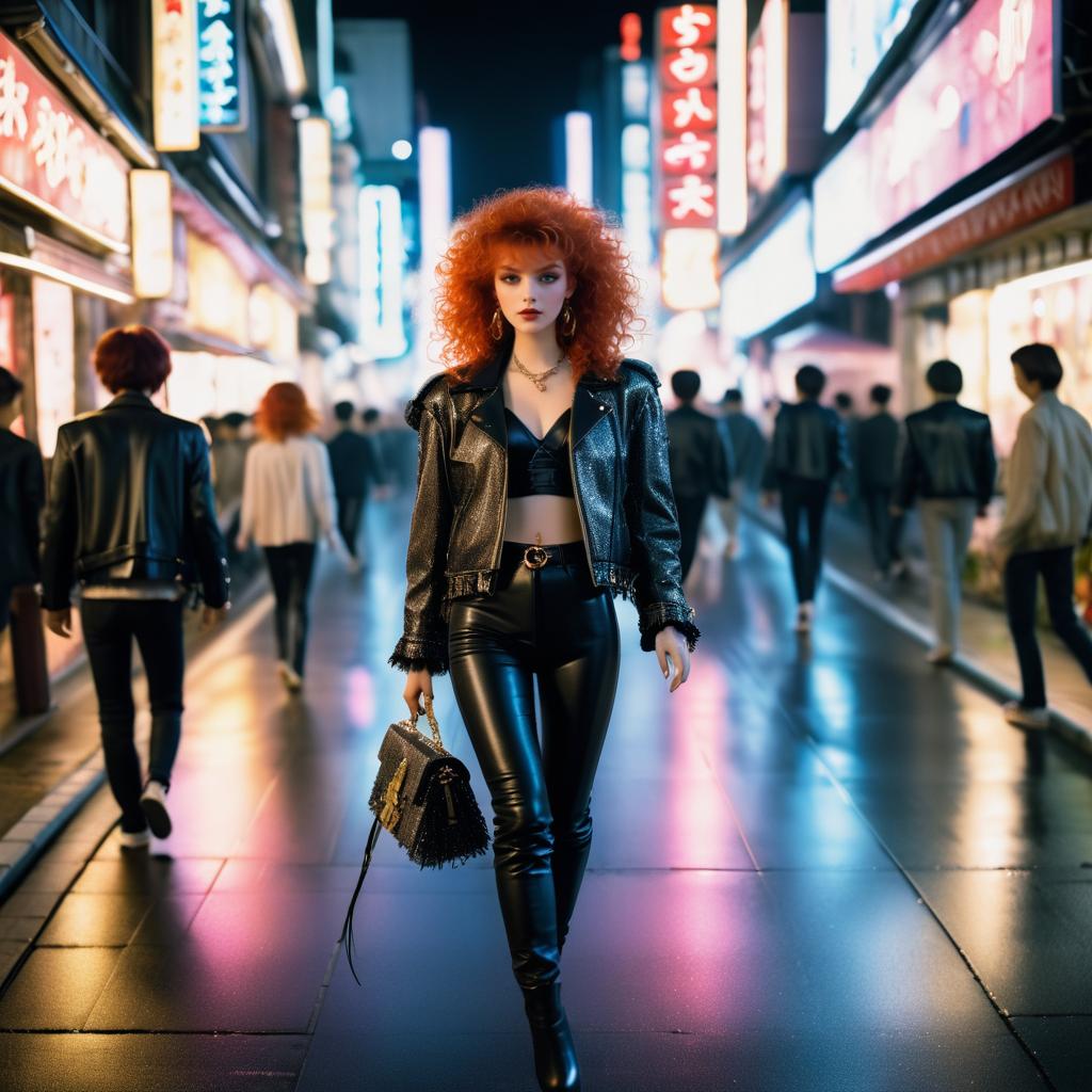 Confident Woman in Neon Urban Scene