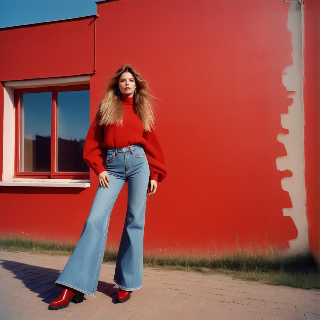 Unique Woman in Red - Fashionable Style