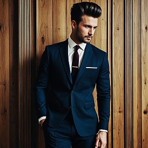 Stylish man in tailored navy suit