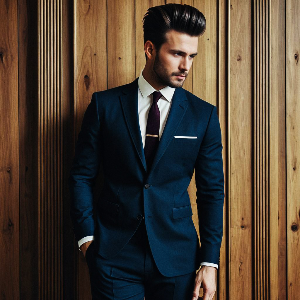 Stylish man in tailored navy suit