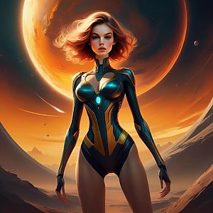 Futuristic Woman on Alien Landscape