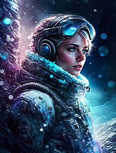 Futuristic Woman in Cold-Weather Gear