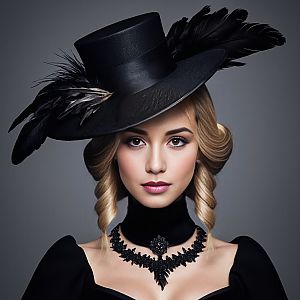 Elegant Victorian Woman in Dramatic Hat
