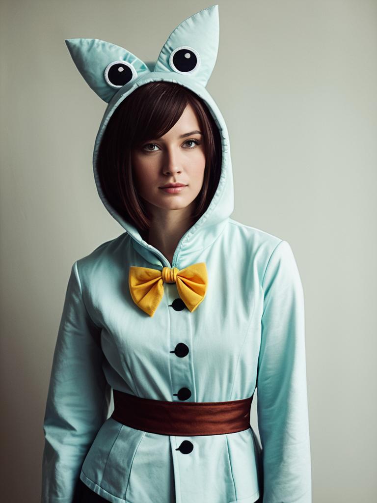 Woman in Funny Show Character Costume Waist Up Editorial Portrait