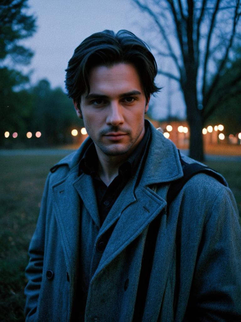 Man in Anya Forger Cosplay Photorealistic Outdoor Portrait at Twilight