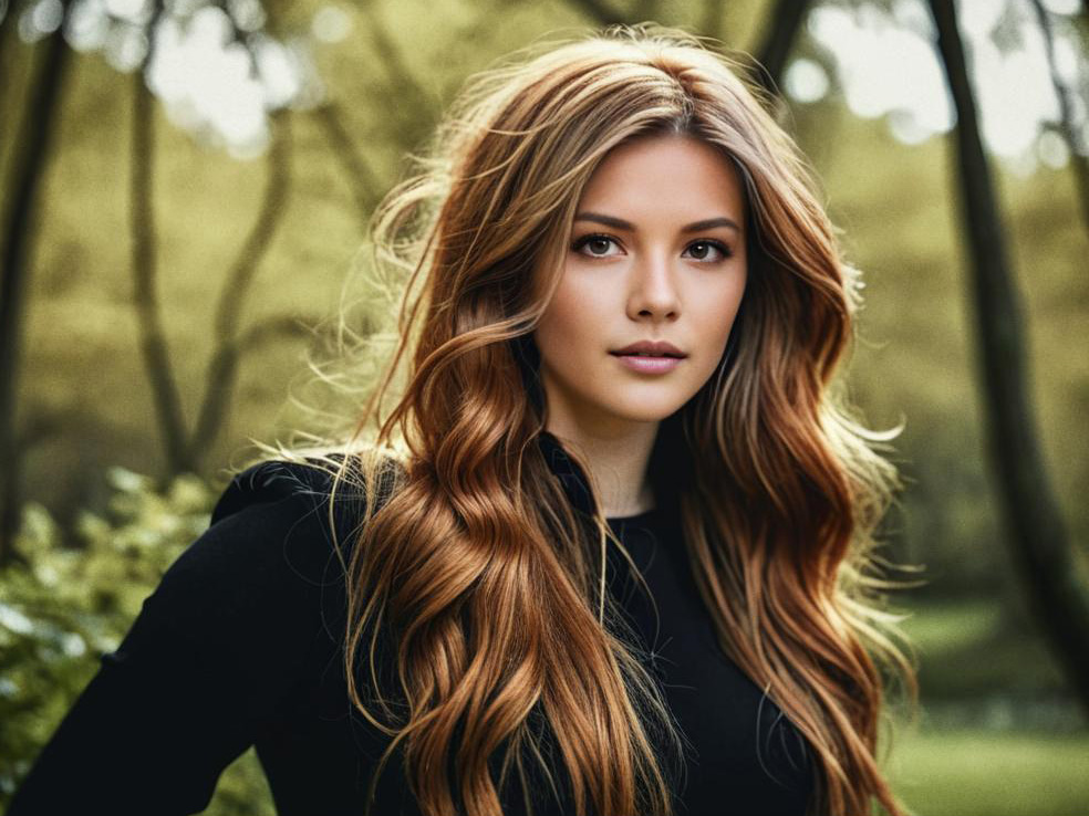 Portrait of a Serene Woman with Auburn Hair