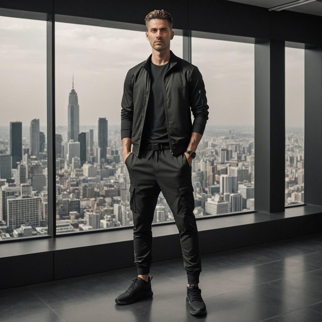 Confident Man in Stylish Urban Outfit with City View