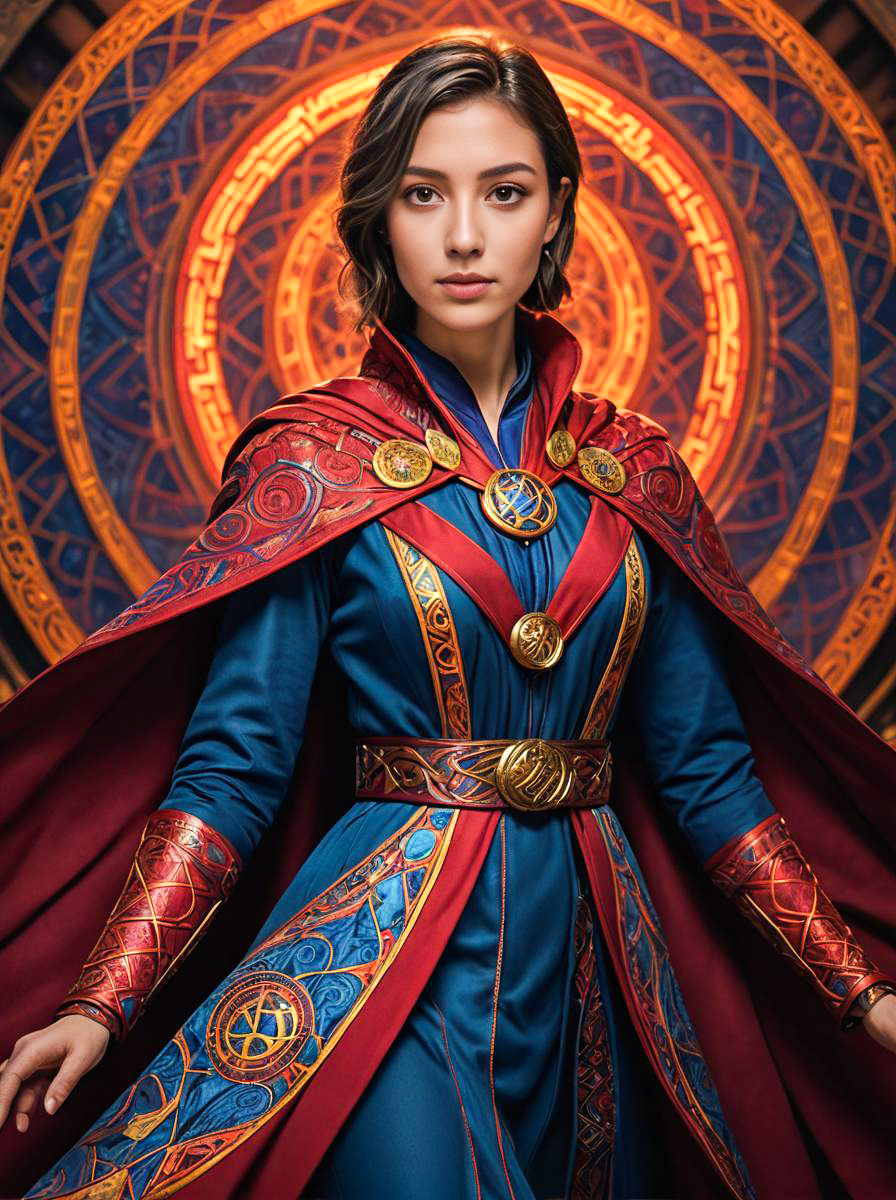 Woman in Vibrant Doctor Strange Costume