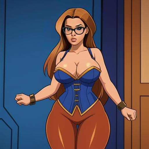 Confident Woman in Blue Corset and Brown Pants Confident Woman in Blue Corset and Brown Pants