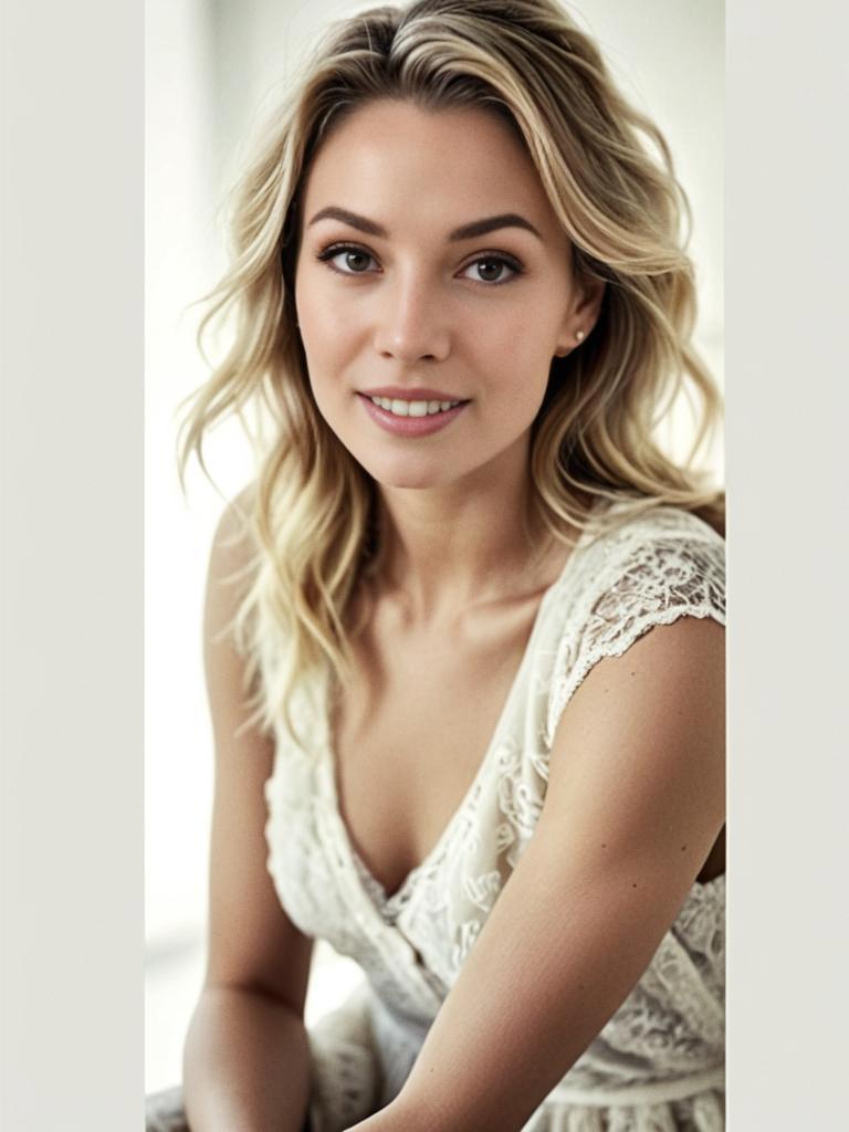 Portrait of a Young Woman in Lace Dress