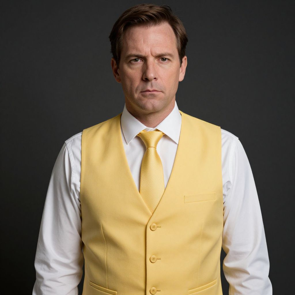 Man in Yellow Vest and Tie Formal Portrait