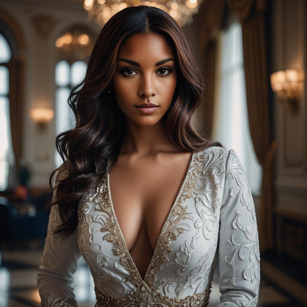 Elegant Woman in Luxurious Gown