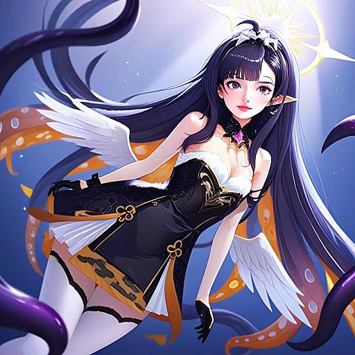 Ao-chan Ninomae Inanis Fantasy Anime Girl with Wings and Tentacles Artwork