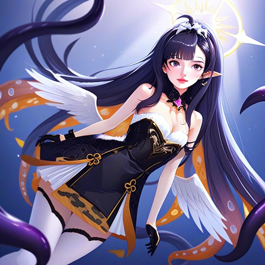 Ao-chan Ninomae Inanis Fantasy Anime Girl with Wings and Tentacles Artwork
