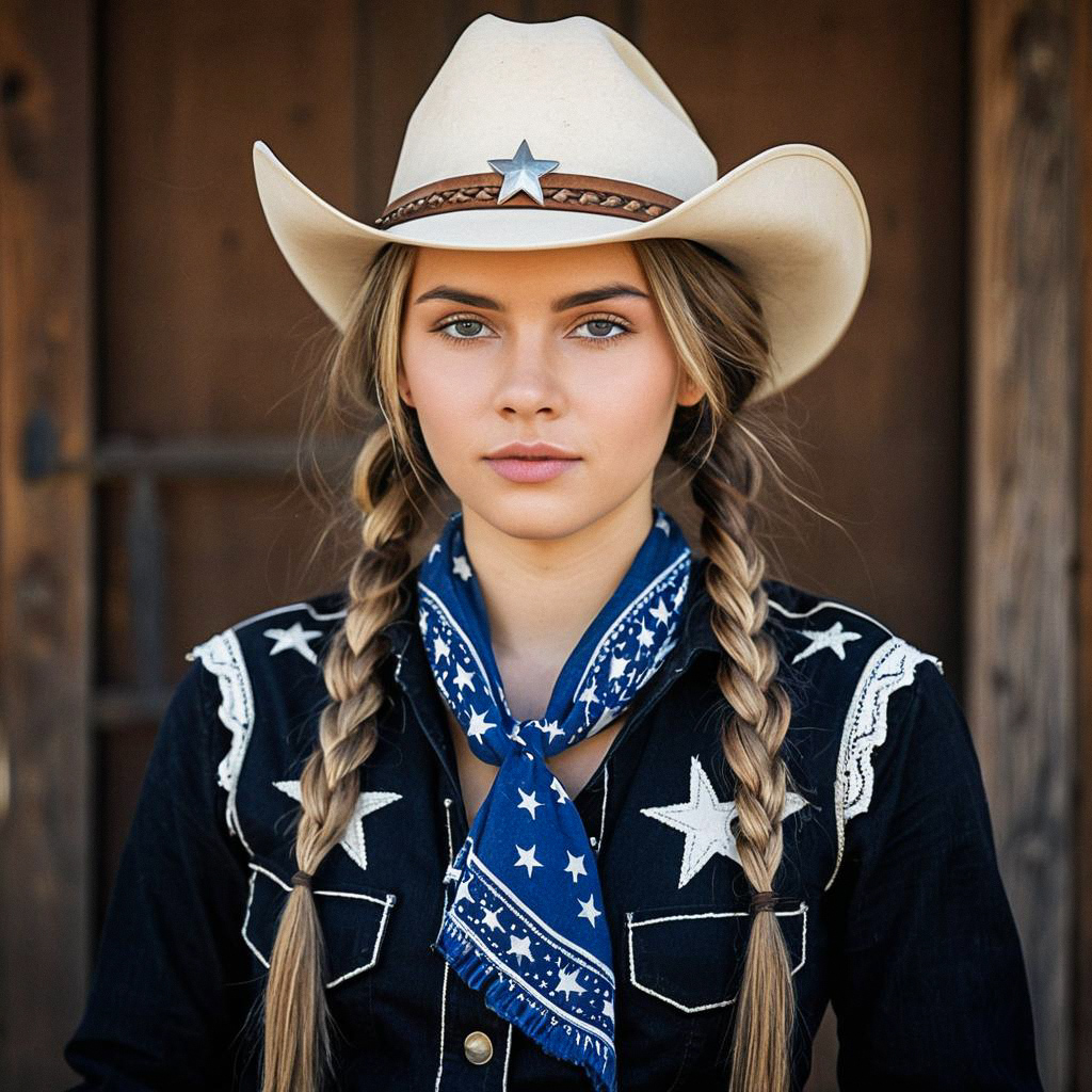 Confident Cowgirl in Rustic Style