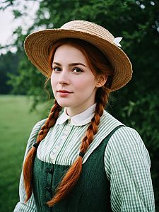 Photorealistic Woman in Anne of Green Gables Historical Costume