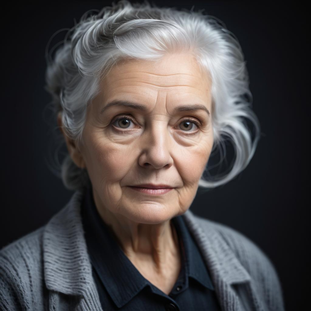 Portrait of an Older Woman with Silver Hair