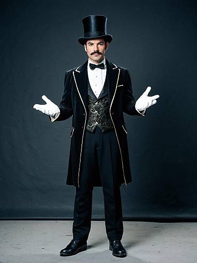 Adult Male Magician in Classic Top Hat and Tuxedo Costume