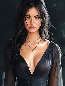 Portrait of a Confident Woman in Sheer Black Dress