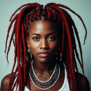 Portrait of a Woman with Red Dreadlocks