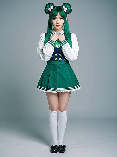 Morinaka Kazaki Green Hair Japanese School Uniform Cosplay