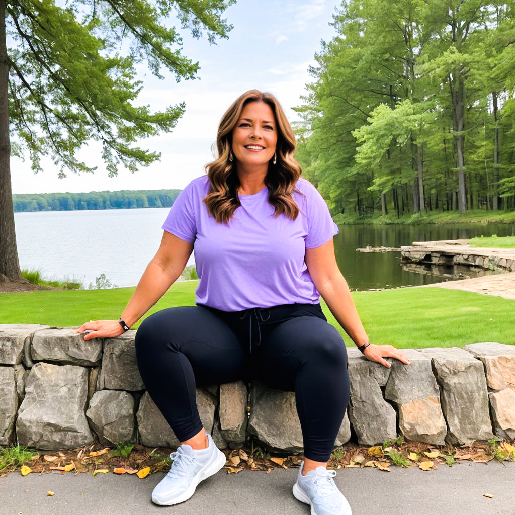 Woman Relaxing by Scenic Lakeside