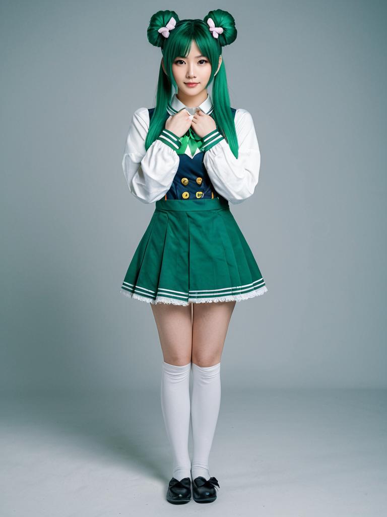 Morinaka Kazaki Green Hair Japanese School Uniform Cosplay