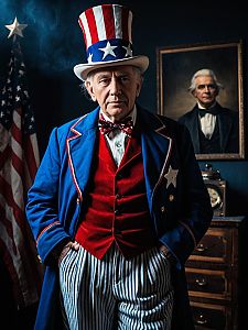 Elderly Man in Patriotic Costume