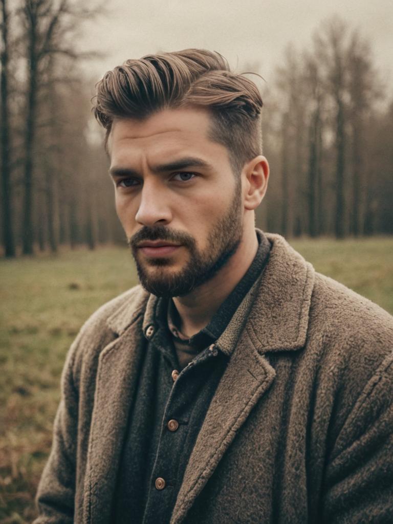 Stylish Viking Haircut with Vintage Film Tones