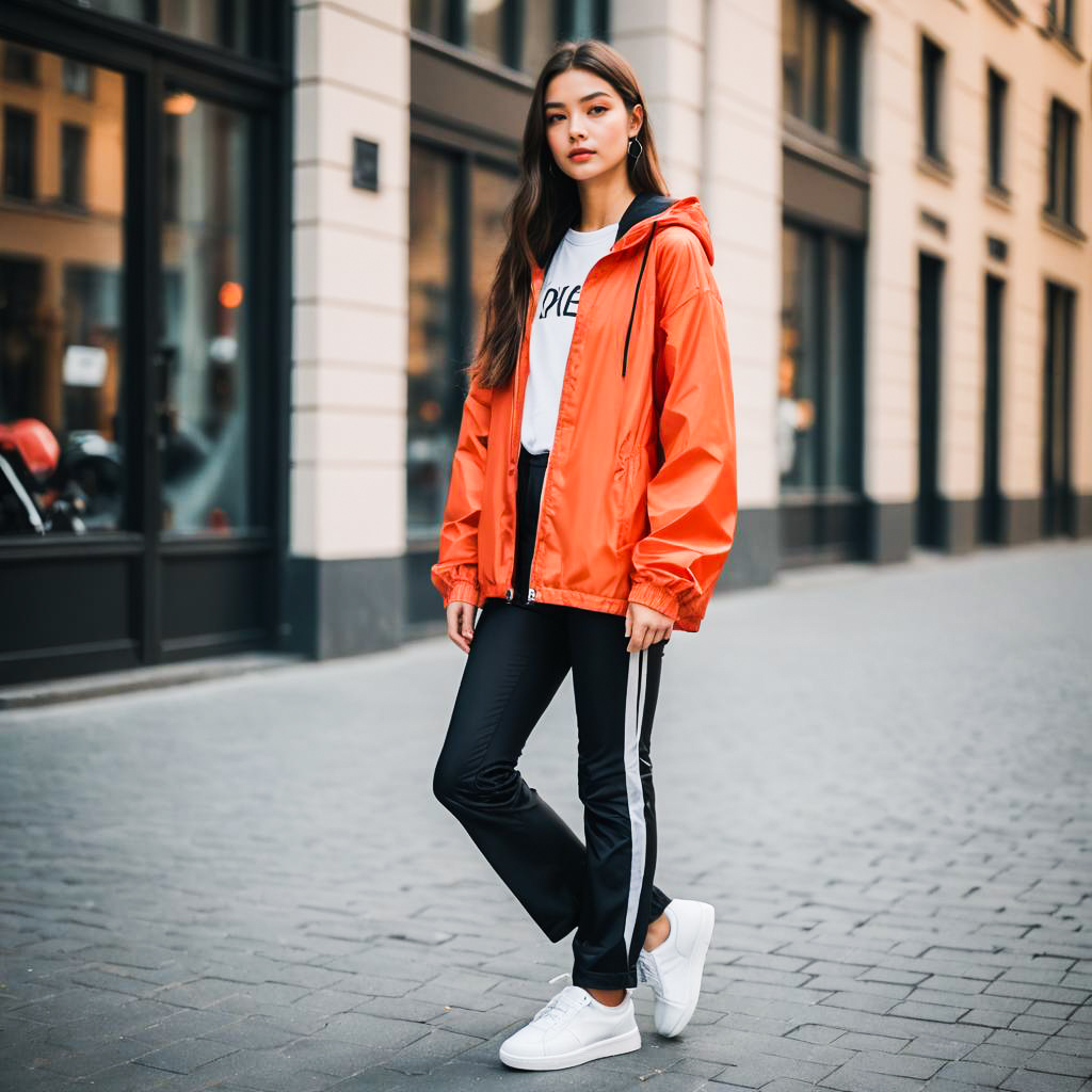 Chic Young Woman in Sporty Outfit