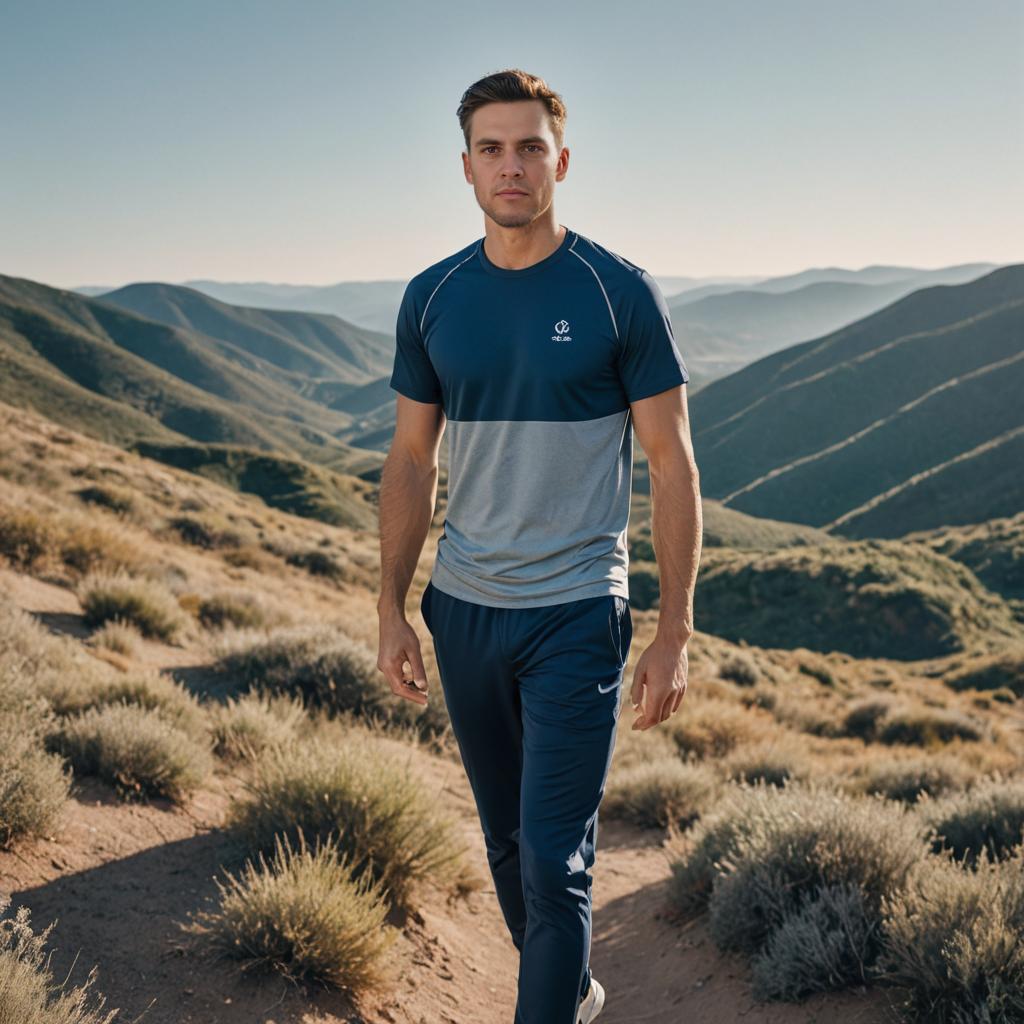 Athletic Man on Scenic Mountain Trail