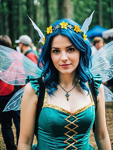 Woman in Enchanted Fairy Costume Candid Cosplay Portrait at Fantasy Festival