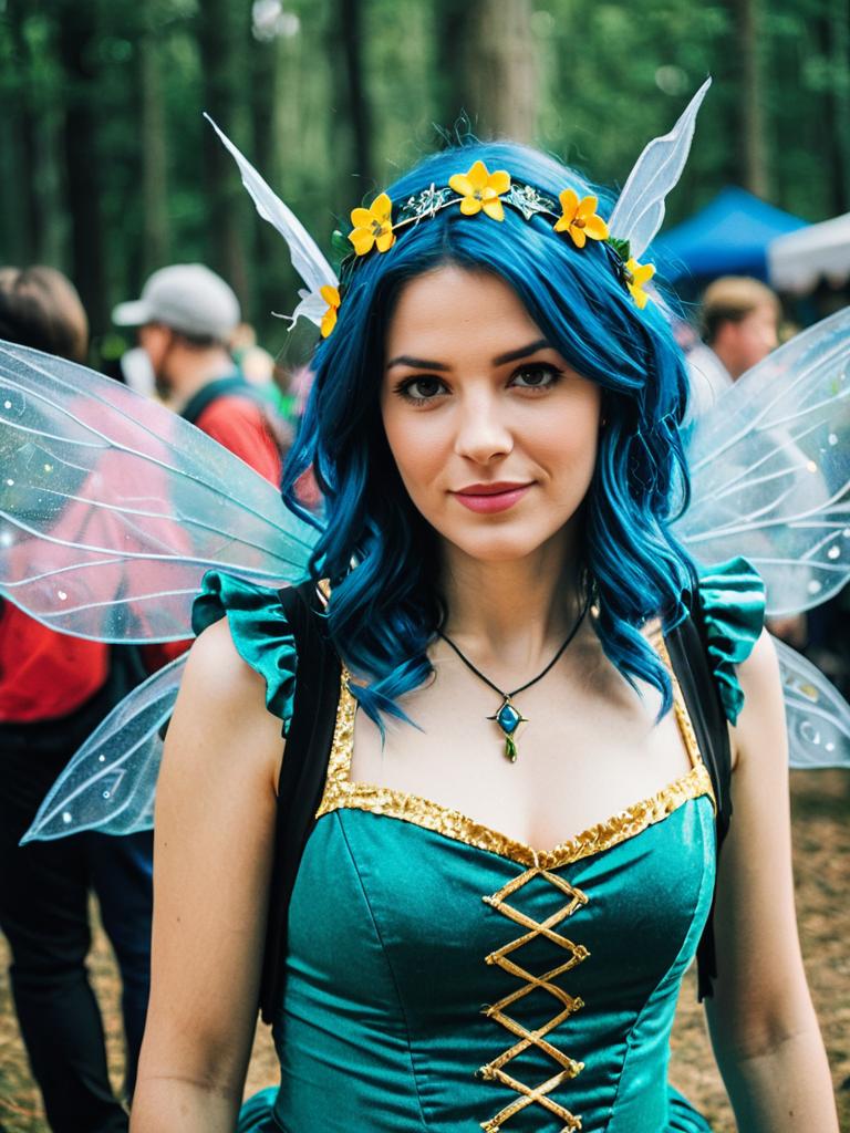 Woman in Enchanted Fairy Costume Candid Cosplay Portrait at Fantasy Festival