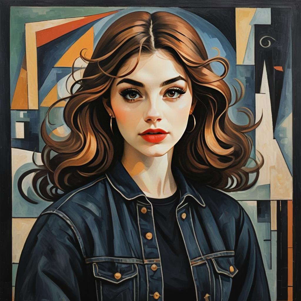 Young Woman Portrait with Auburn Hair and Denim Jacket Young Woman Portrait with Auburn Hair and Denim Jacket