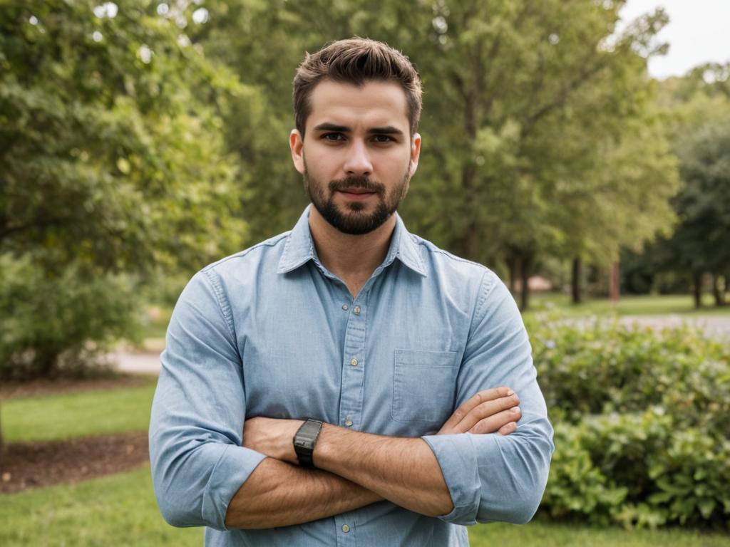 Confident Man in Scenic Outdoor Setting