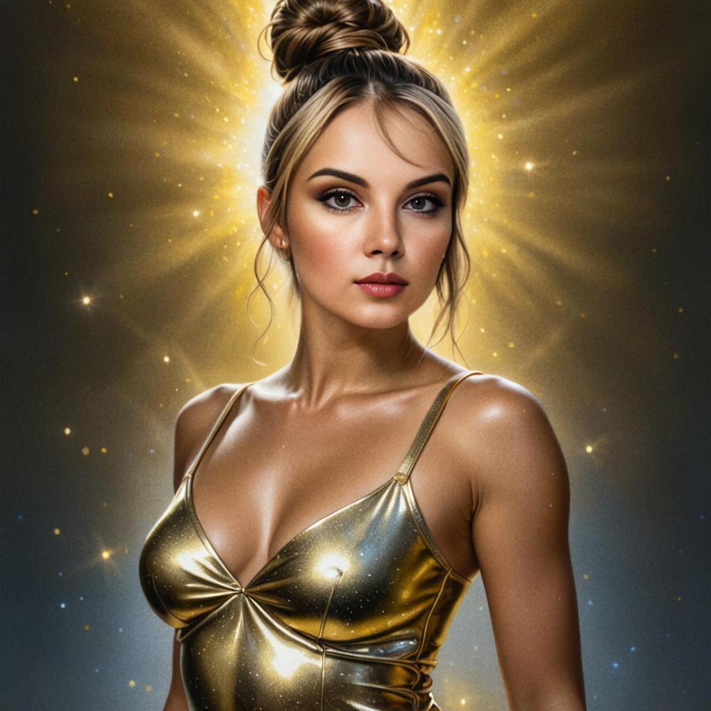 Elegant Woman in Golden Attire