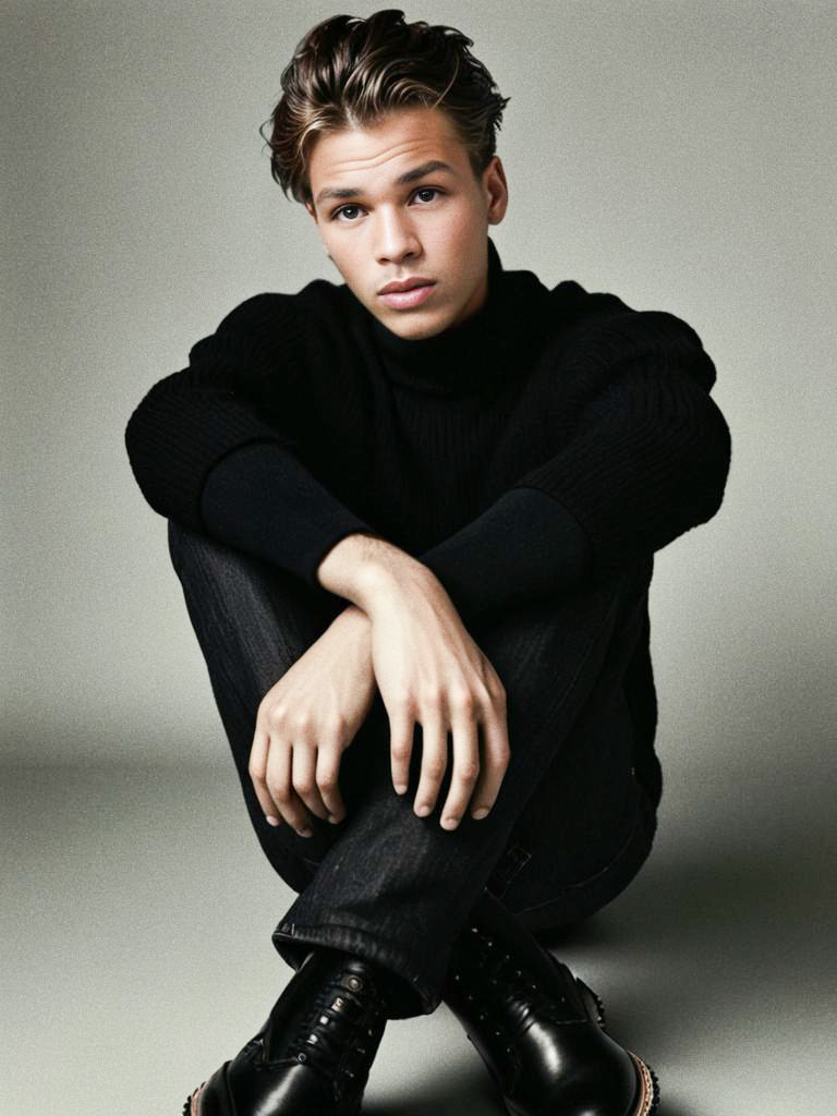 Chic Young Man in Black Turtleneck