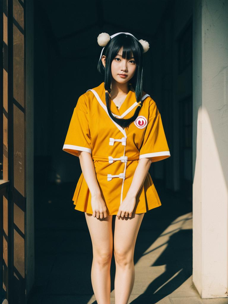 Realistic Momo Hinamori Cosplay Woman Character in Yellow Outfit