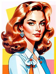 Stylish woman with wavy hair and green eyes