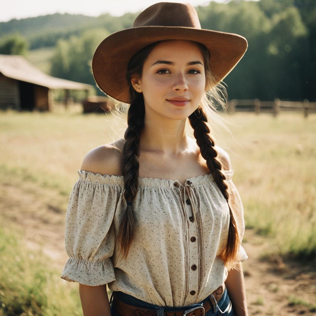 Young Woman in Sunlit Countryside Young Woman in Sunlit Countryside