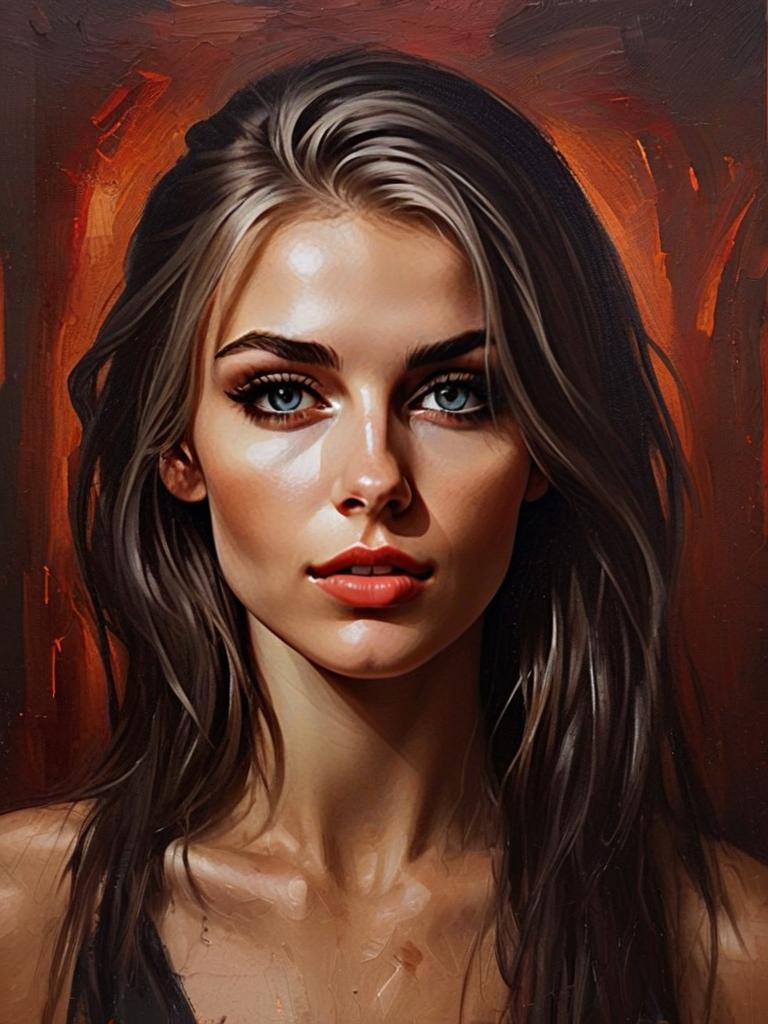 Hyper-Realistic Digital Portrait of a Young Woman with Blue Eyes