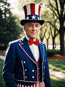 Patriotic Older Man in Vintage Costume