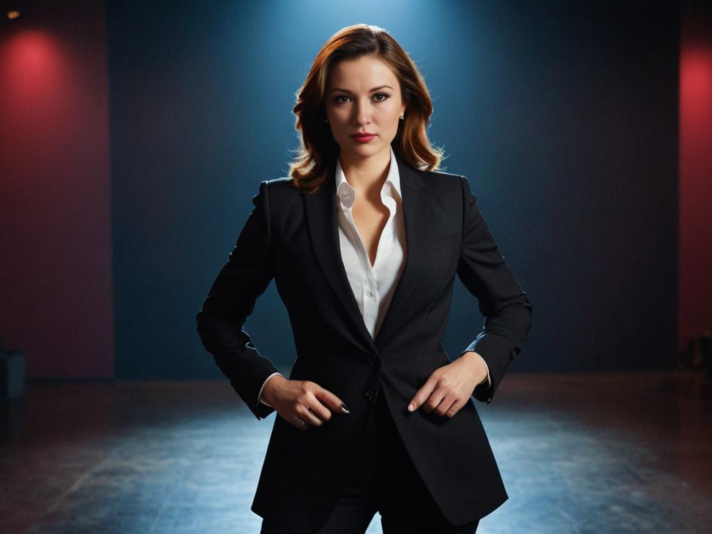 Confident Businesswoman in Dramatic Lighting