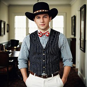 Young Man in Vintage Derby Day Outfit