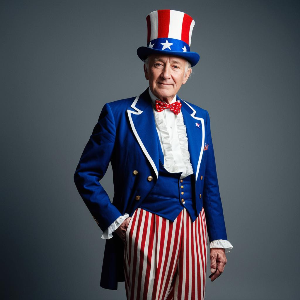 Elderly Man in Patriotic Costume