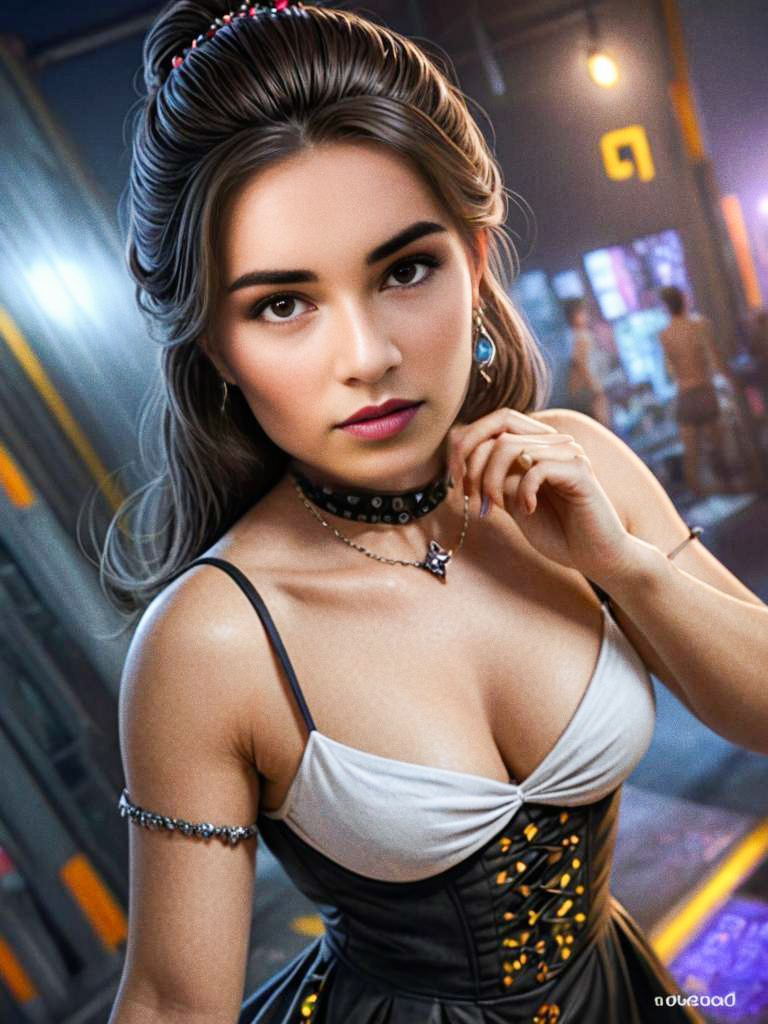 Elegant Woman in Modern Fantasy Outfit