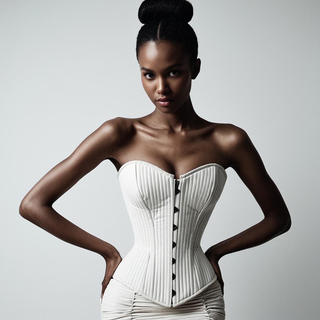 Elegant Woman in White Corset Elegant Woman in White Corset